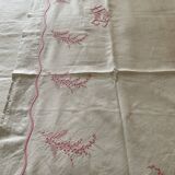 Antique linen sheet with hand-embroidered HG monogram