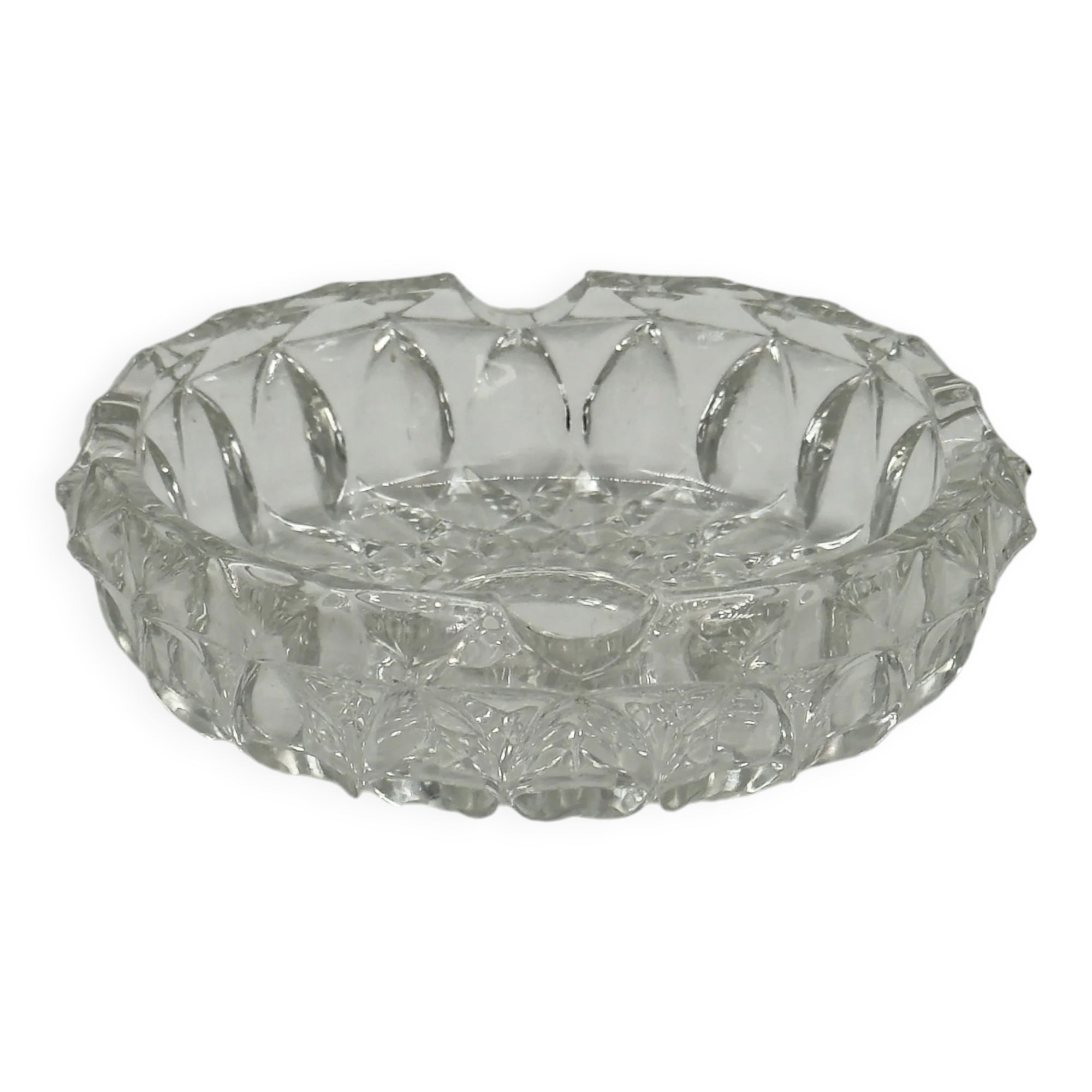 Cendrier vintage en verre cristal taillé