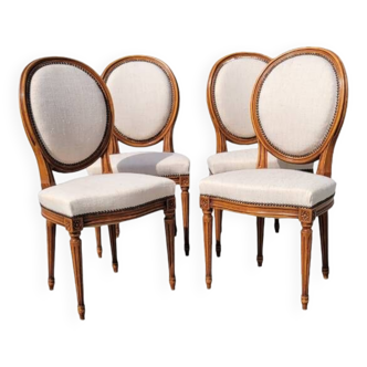 Set of 4 Louis XVI style medallion chairs