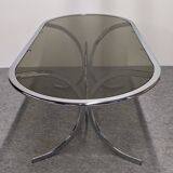 Chrome metal and smoked glass dining table, Italy circa 1970.