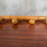 Old Coat Rack Wall Mounted x4 Wood Bamboo Style Vintage