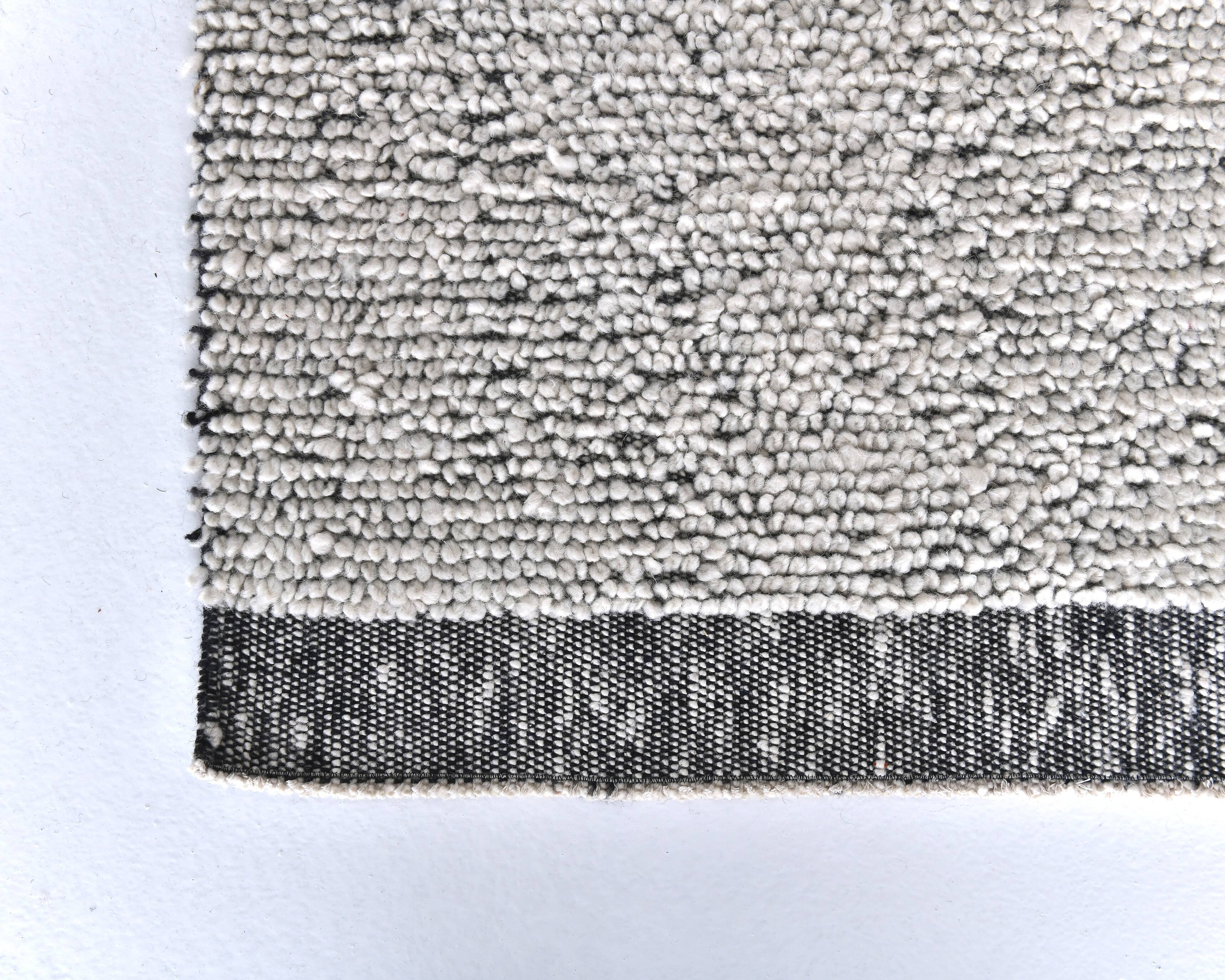 9x10 White Black %100 Wool Turkish Vintage Rug 277x296Cm