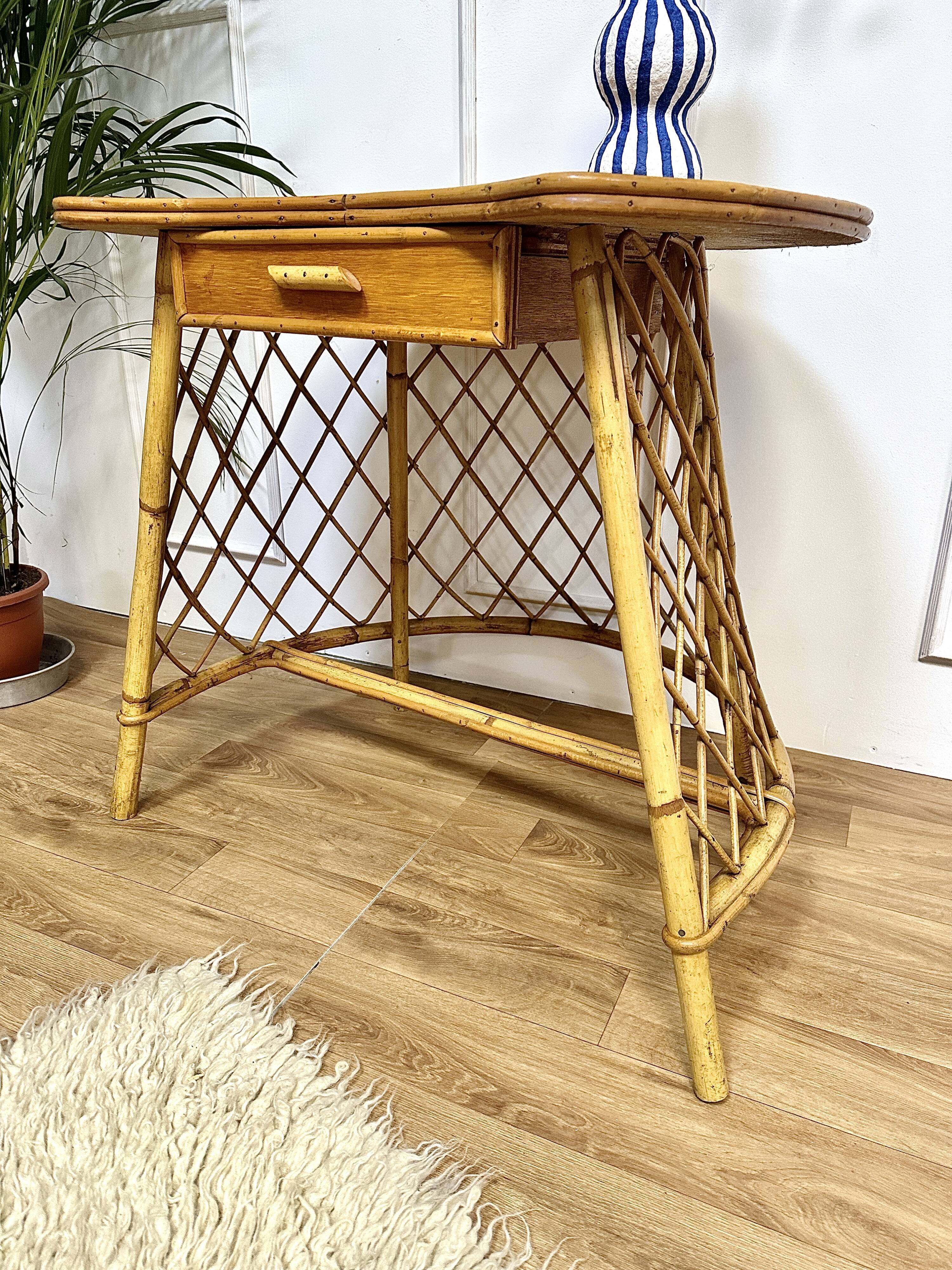 Vintage rattan table, desk
