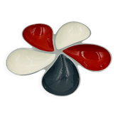 Vintage enamelled solid aluminium aperitif plate Flower 39cm