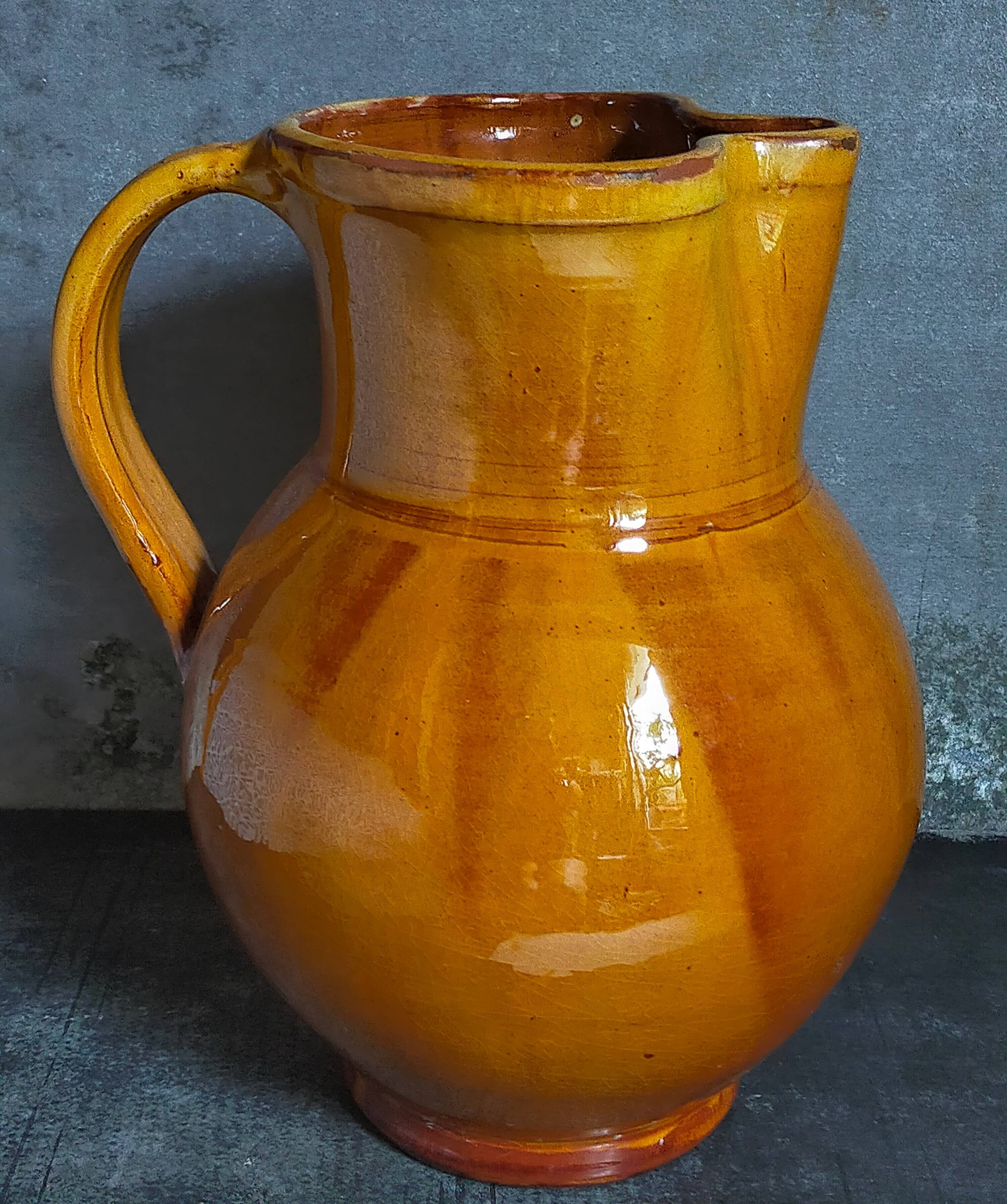 XXL pitcher vintage Provencal pottery from Salernes