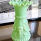Jade green opaline glass vase