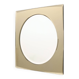 Postmodern Square Beige Wall Mirror with a Beveled Glass, Italy