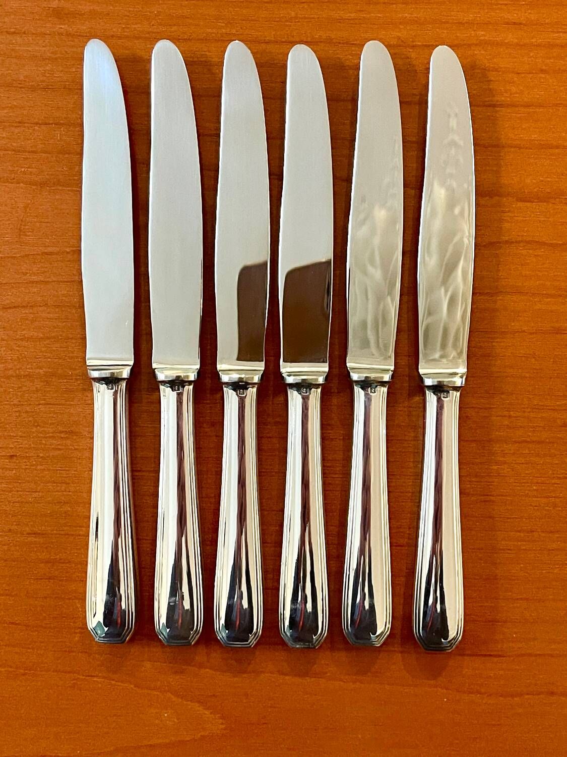 Christofle America 6 entremet, cheese, and dessert knives, 19.5 cm, superb