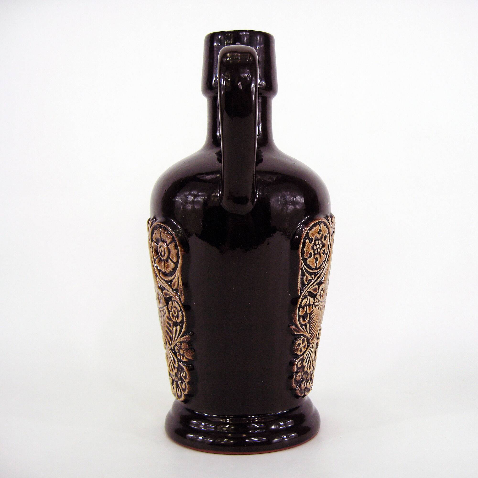 Ceramic pitcher vase - bird and flower decor - vintage 70s