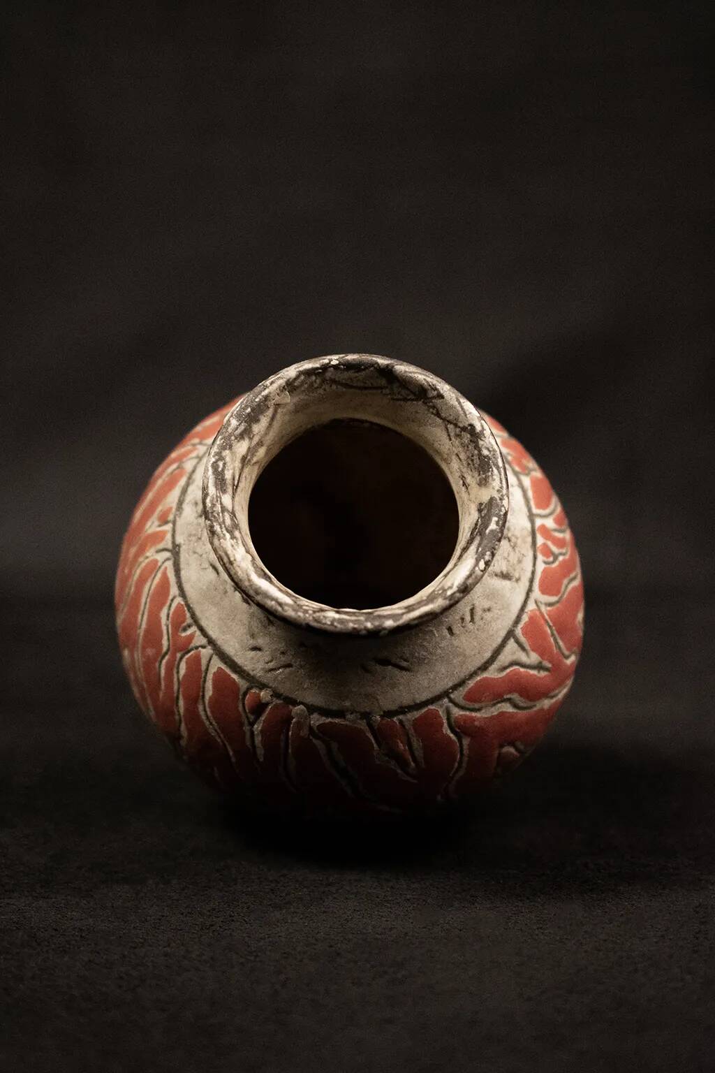 Textured glazed stoneware ball vase by Jérôme Massier, Vallauris