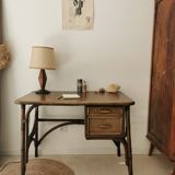 Rattan desk and vintage canning