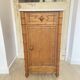 Bedside table / nightstand in pitchpin pine wood and bamboo with marble top