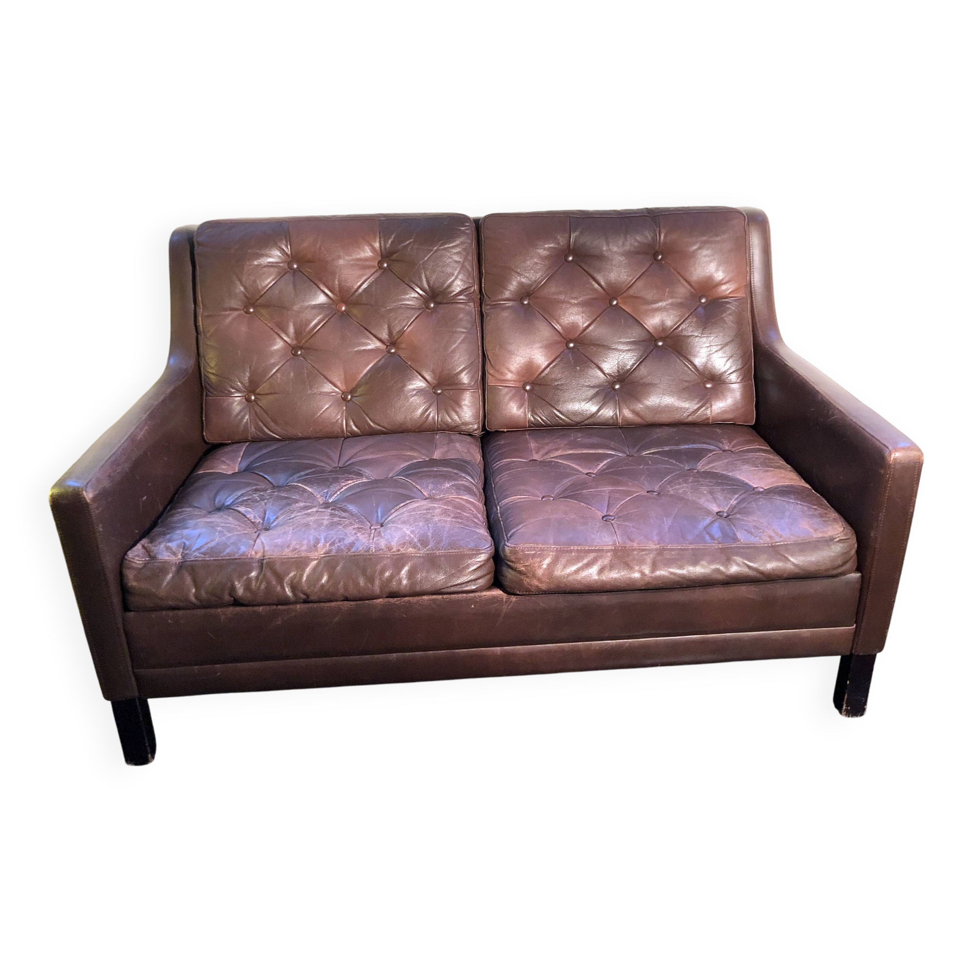 Scandinavian 2-seater leather sofa 1960