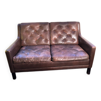 Canapé cuir 2 places scandinave 1960