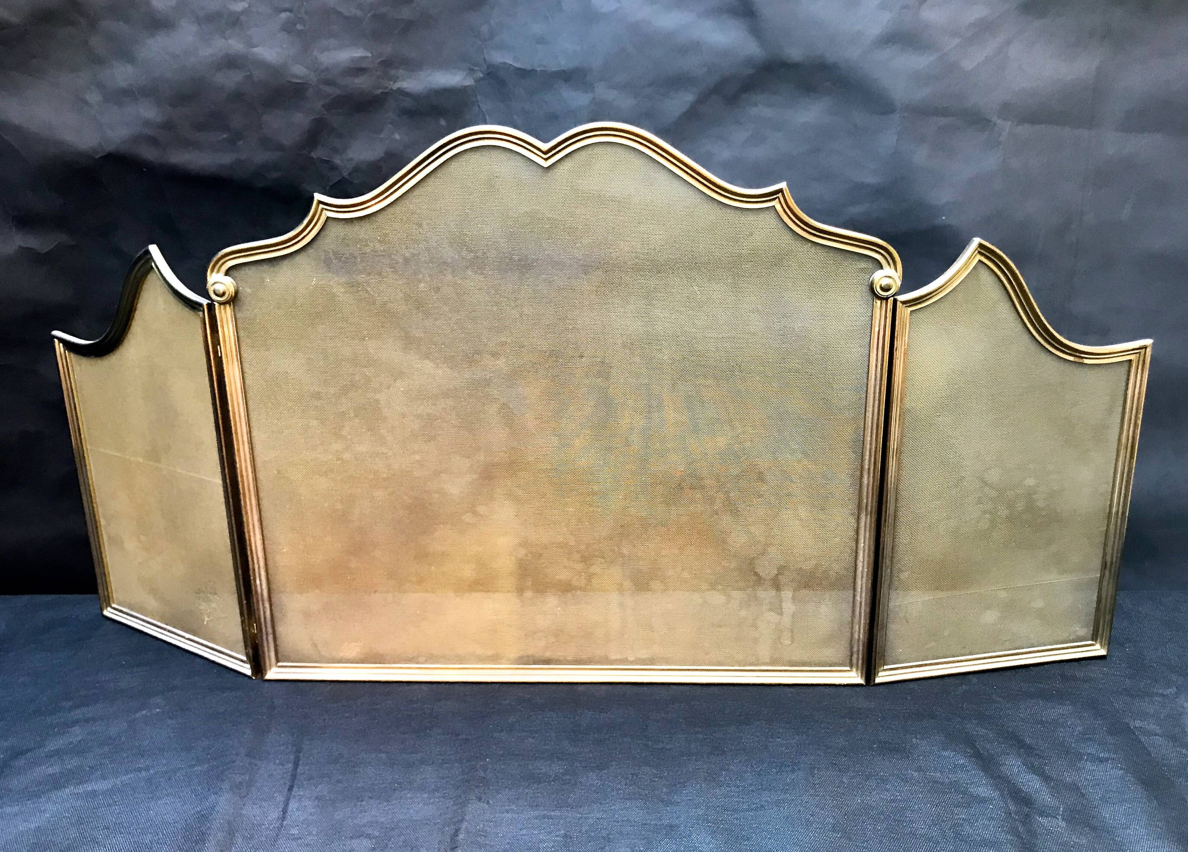 Old fire screen and accessories brass fireplace 1940 spark arrest fireplace firescreen