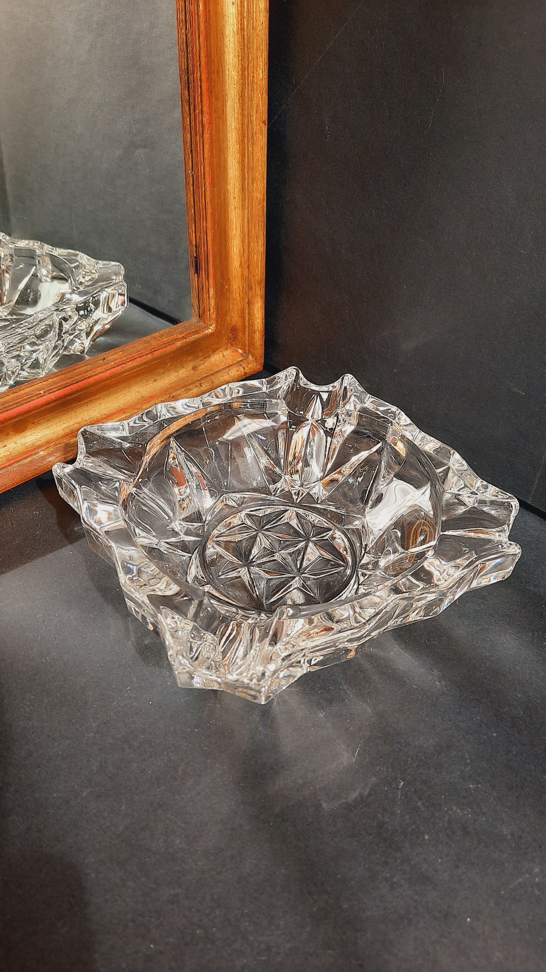 Lot 3 vide-poches verre ciselé