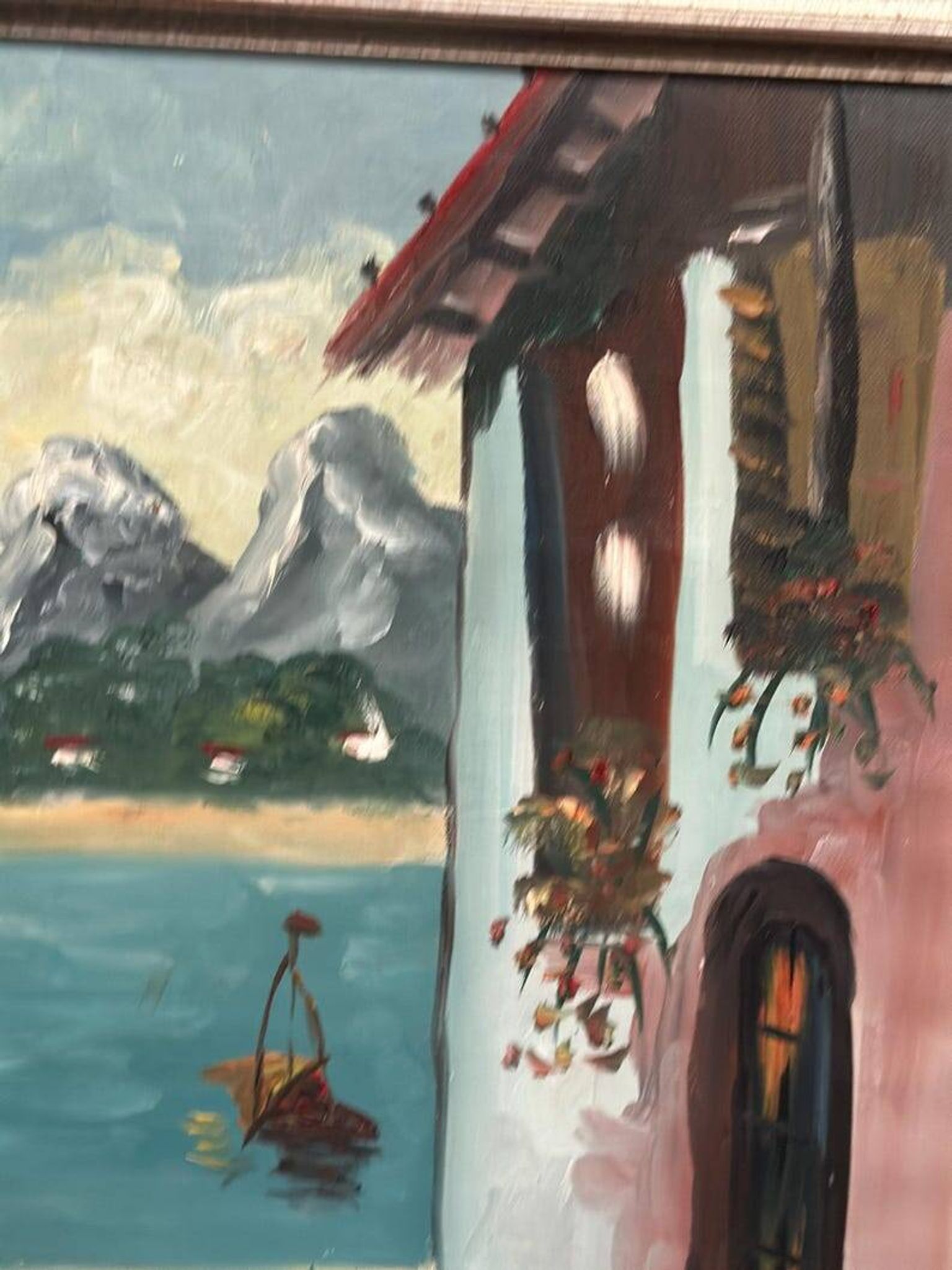 Oil on canvas “By the Lake” by Hartvig Jarlhov, Vintage & Framed 48×56cm