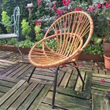 Fauteuil corbeille en rotin vintage