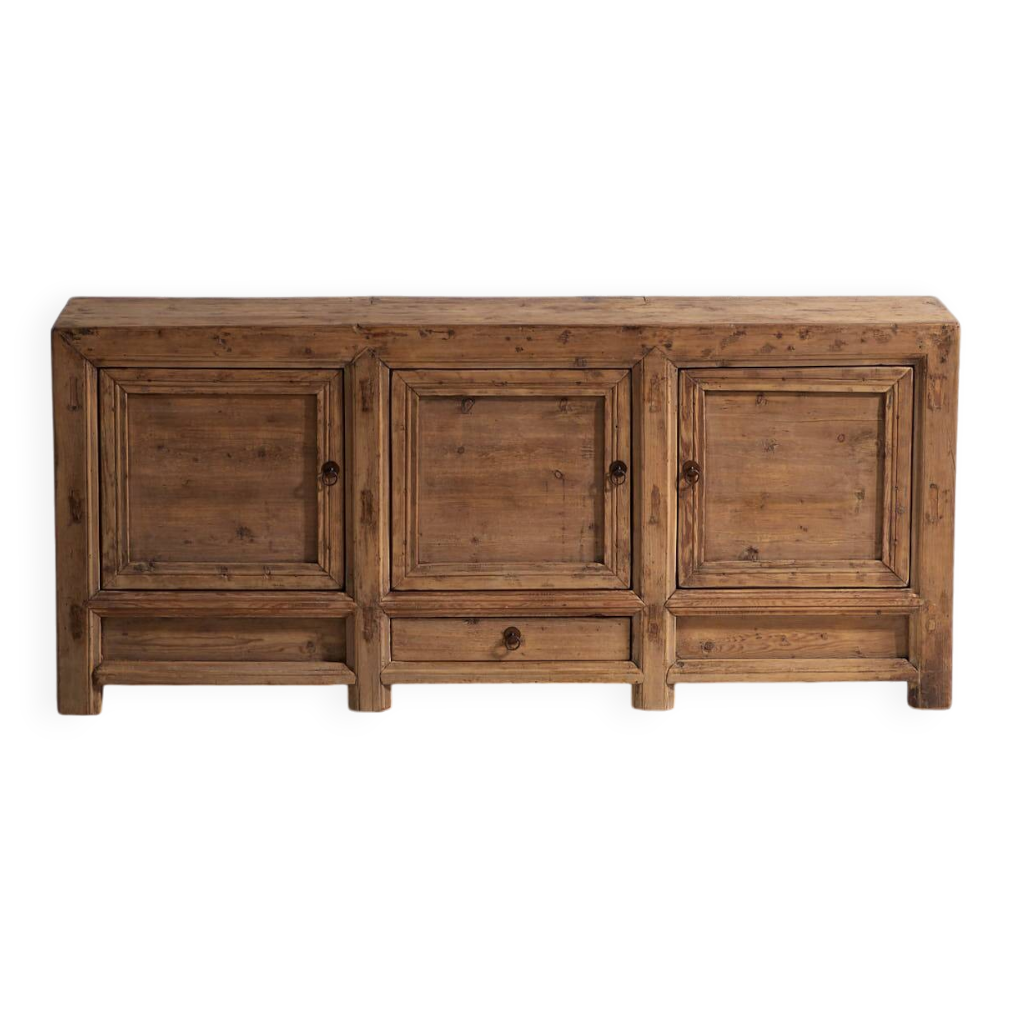 Antique three-door pine wood sideboard (circa 1920)