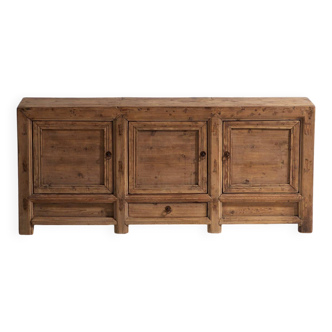 Antique three-door pine wood sideboard (circa 1920)