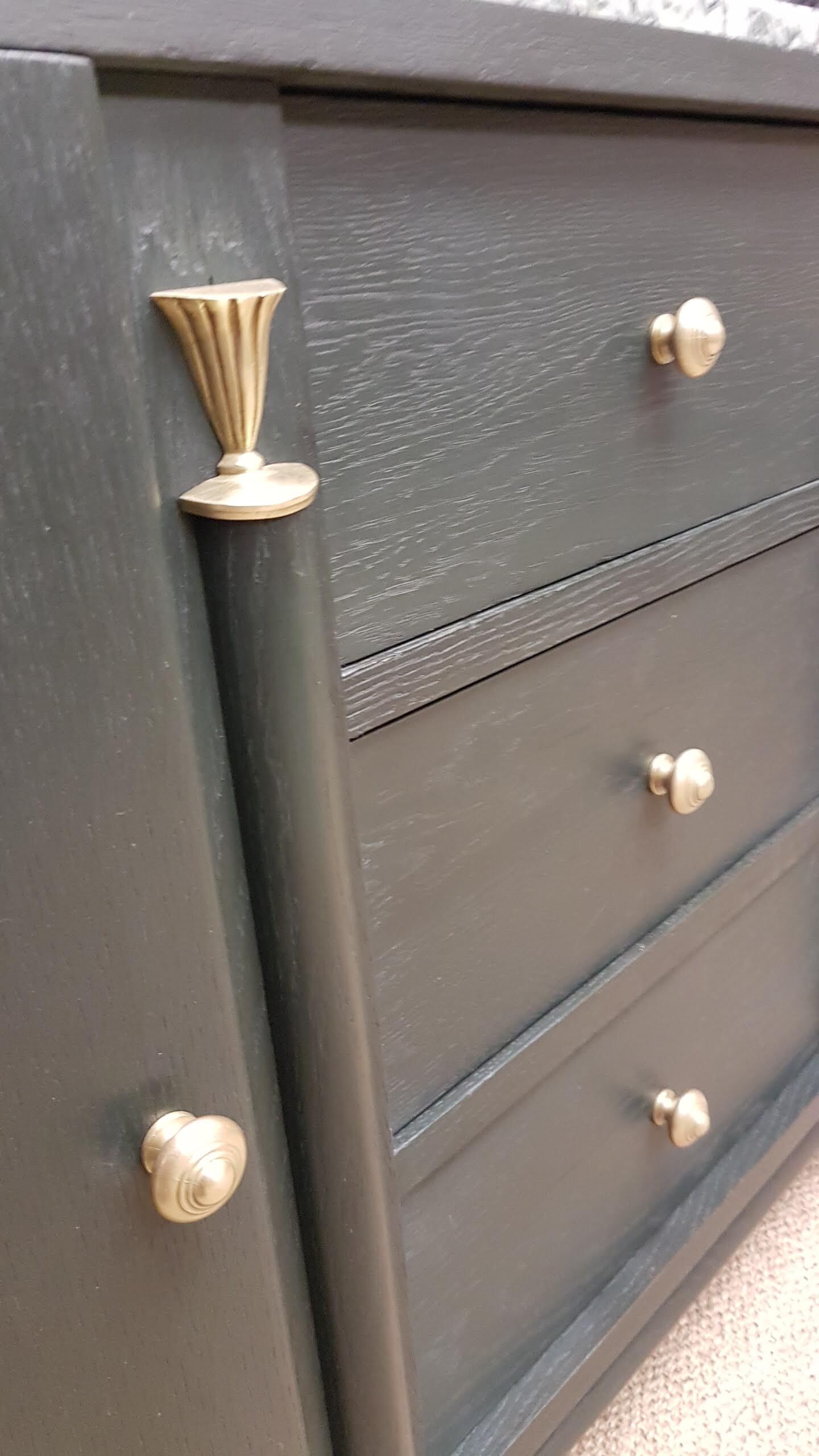 Old art deco chest of drawers restyled wagon green.