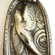 Art Deco wall light, silver-plated bronze, frosted glass, stylized bird decor