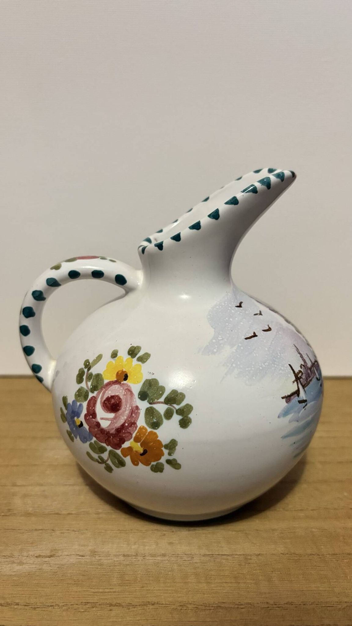Pichet céramique Guerrieri Murano peint main Italie 1950s
