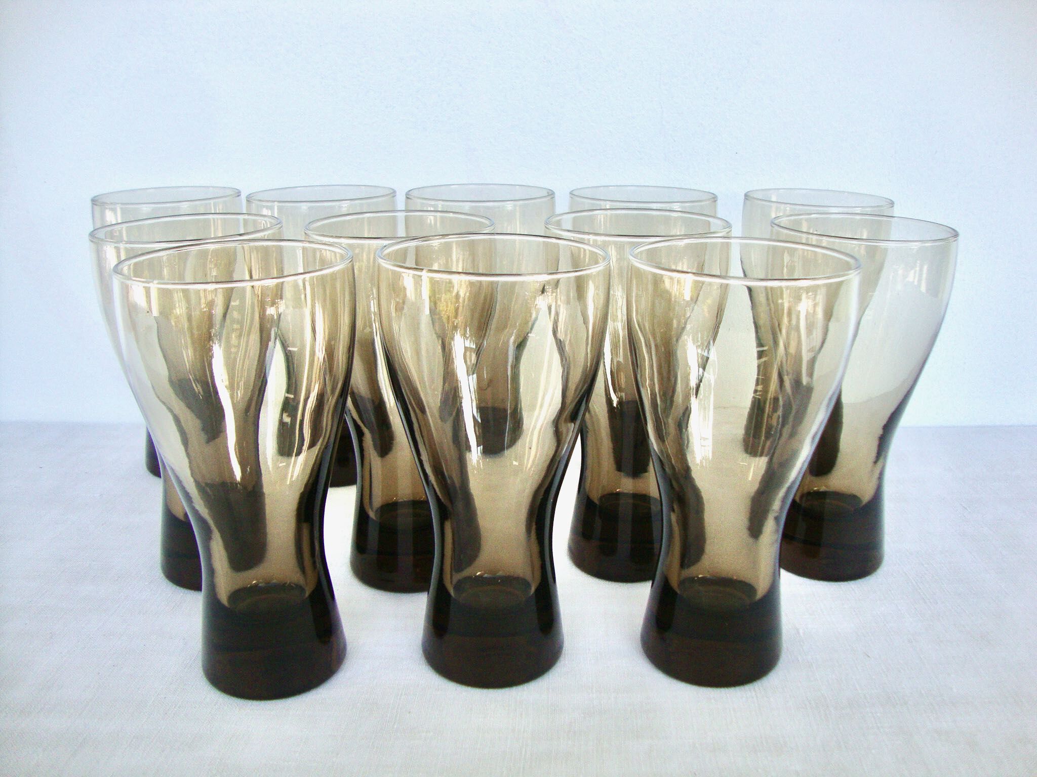 Series of 12 blown glass glasses