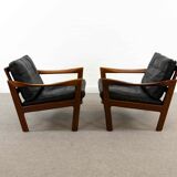 Paire de fauteuils noir par Illum Wikkelsoe pour Niels Eilersen, Danemark