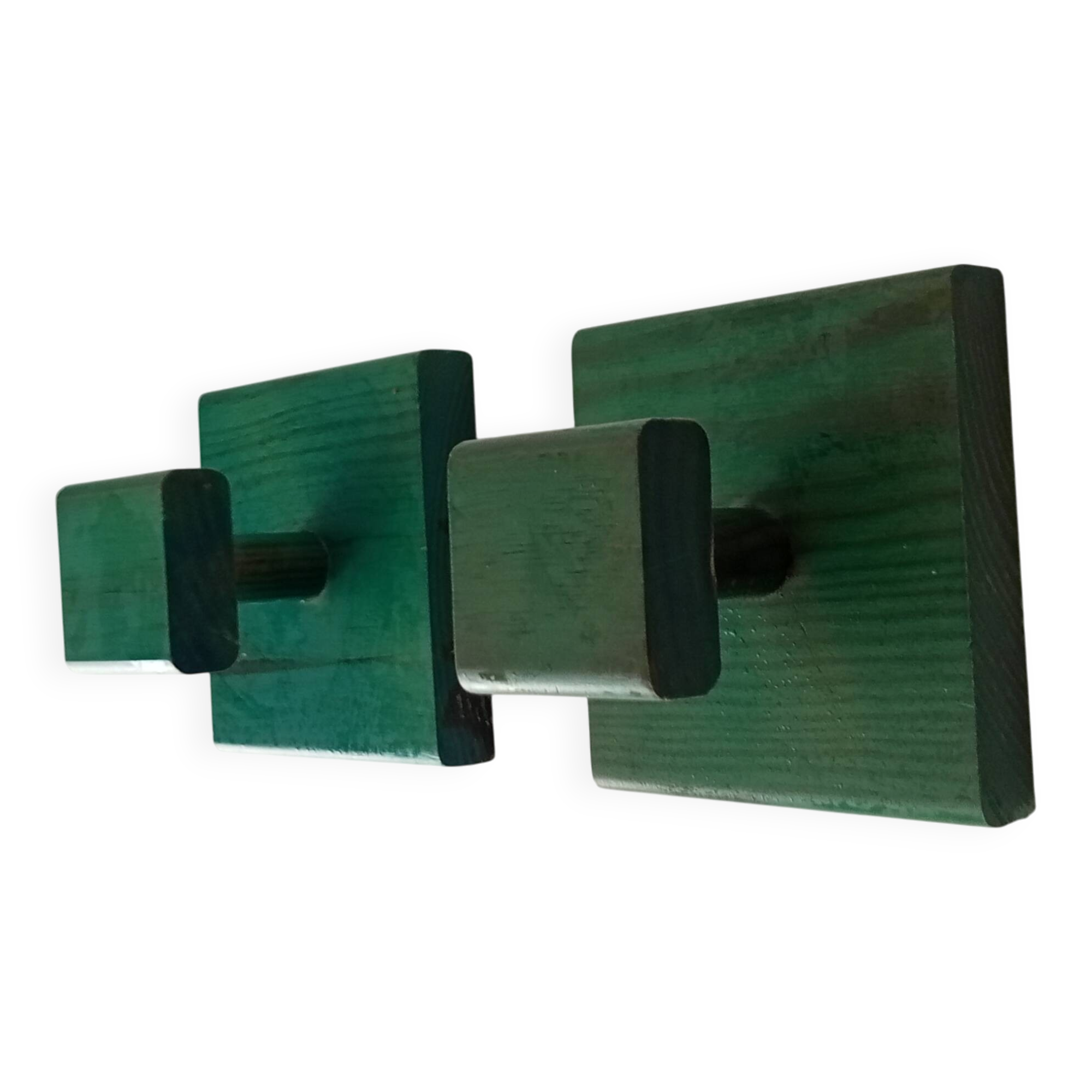 Pair of vintage 1980s wall coat hooks.