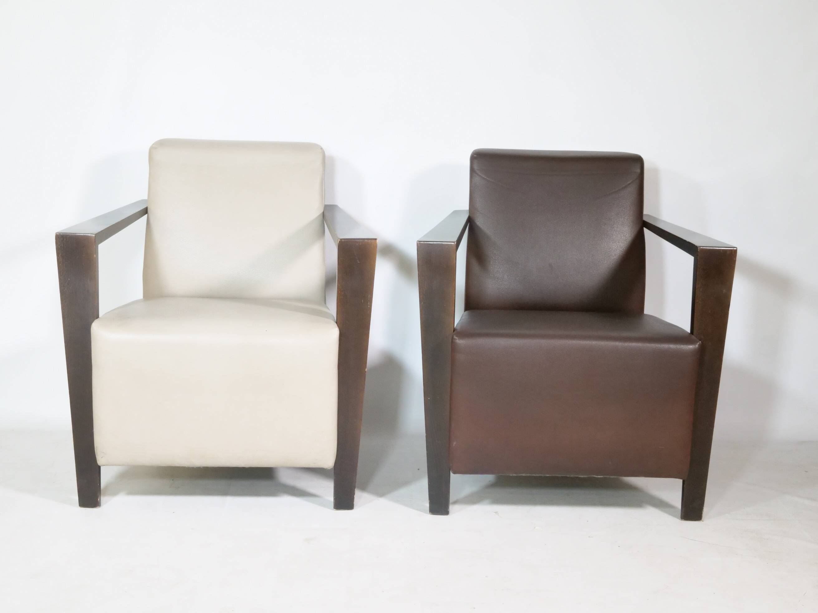 Franz Fertig Dresden leather armchair design, set of 5, 1960s