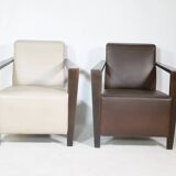 Franz Fertig Dresden leather armchair design, set of 5, 1960s
