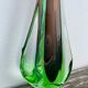 Green and red glass soliflore Sommerso Murano vase 1970