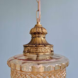 Large glass and brass suspension, lantern type, 1960.