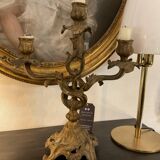 Pair of 3-branch candlesticks. Bronze