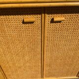 Vintage wooden and cane sideboard from the 70s