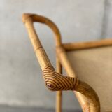 Desserte table roulante rotin vintage