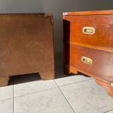 Pair of English military campaign bedside tables