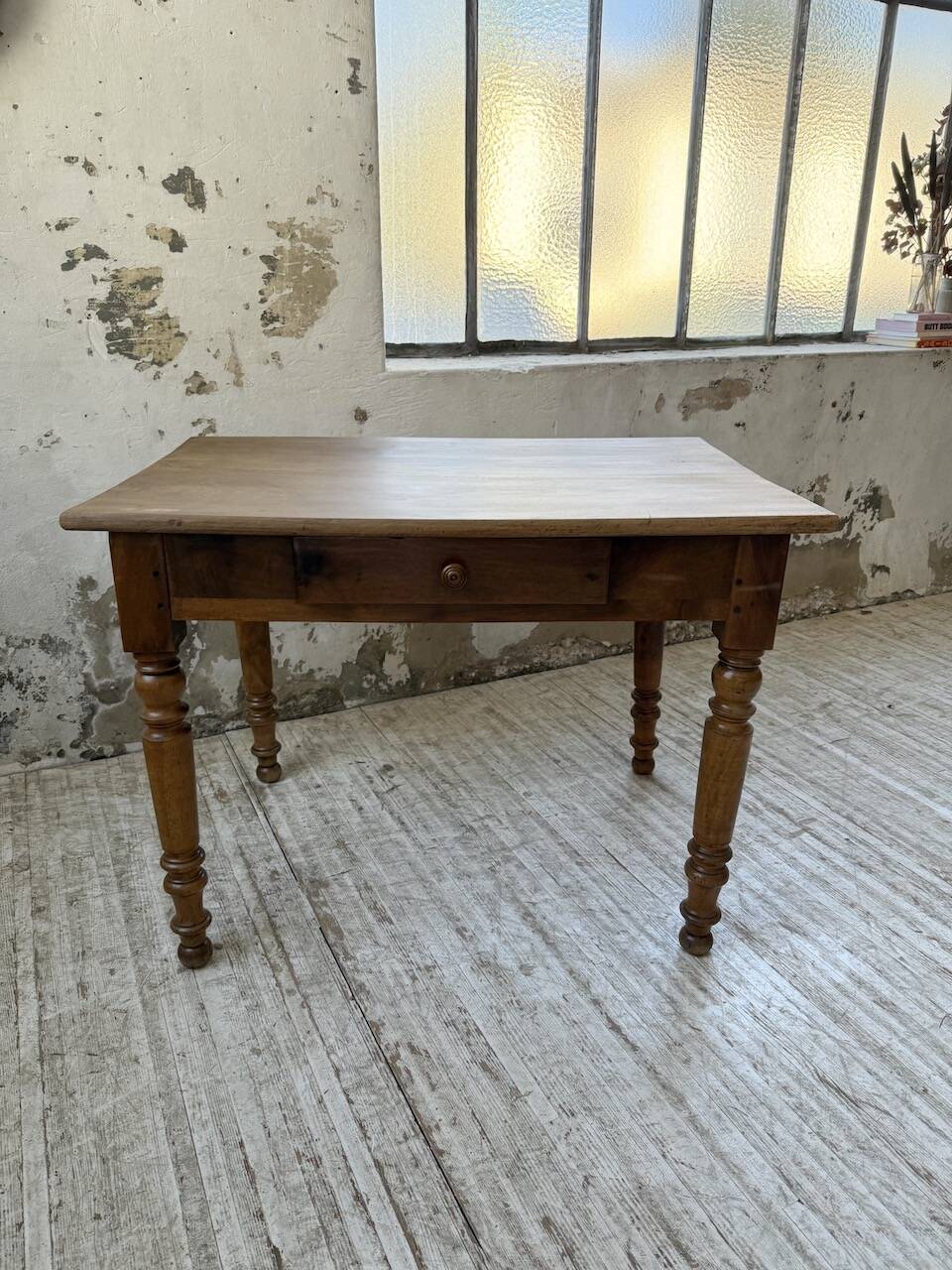 Walnut desk with turned legs, 1900