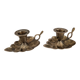 Pair of brass candle holders in the shape of a leaf – 1960s