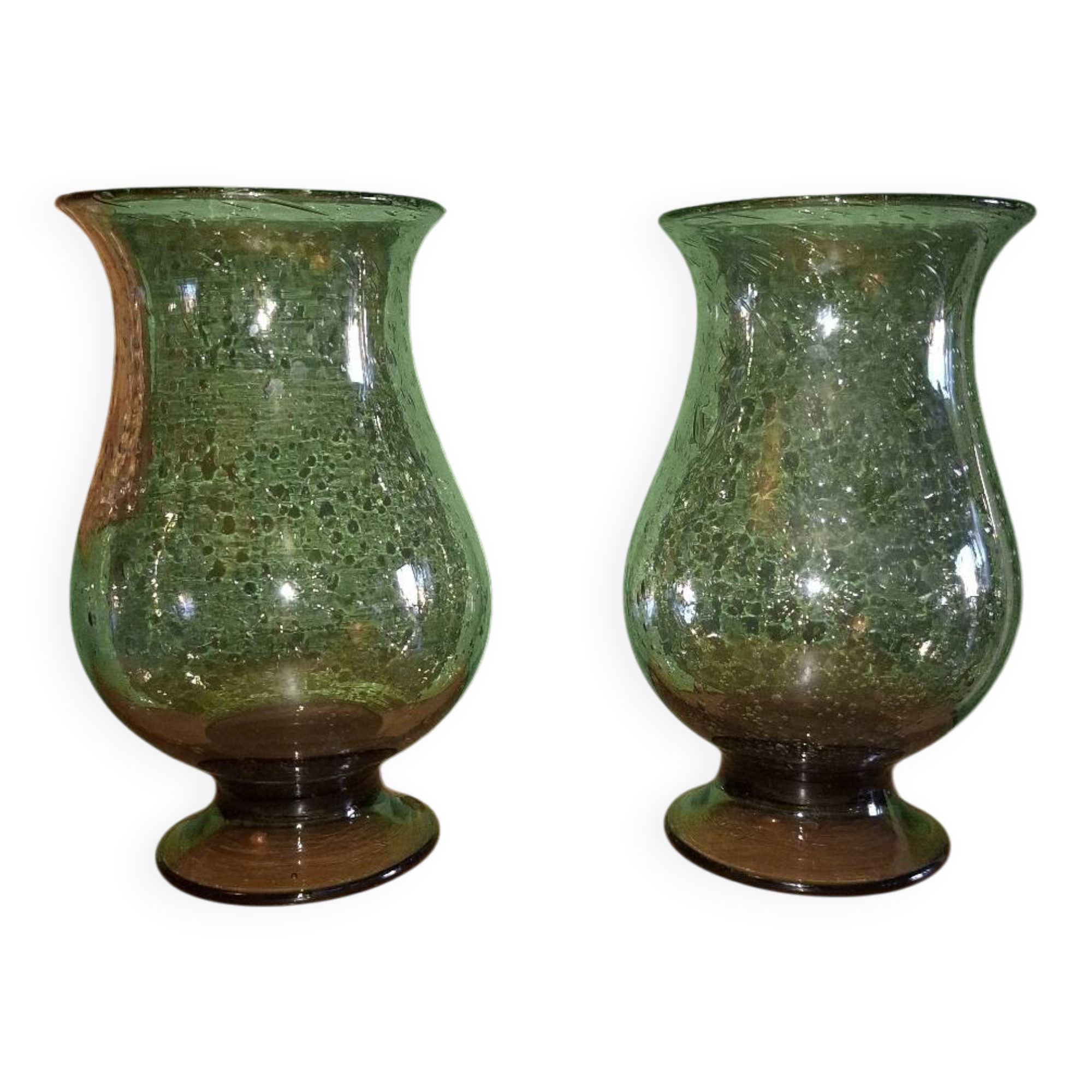 Two blown glass tealight vases