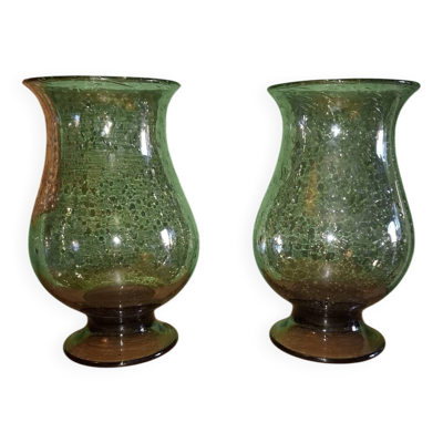 Deux vases photophore en verre soufflé