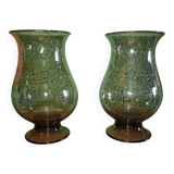 Two blown glass tealight vases