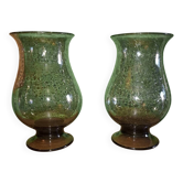 Deux vases photophore en verre soufflé