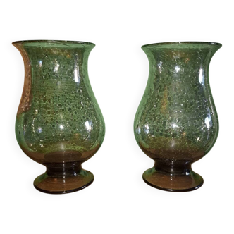 Two blown glass tealight vases