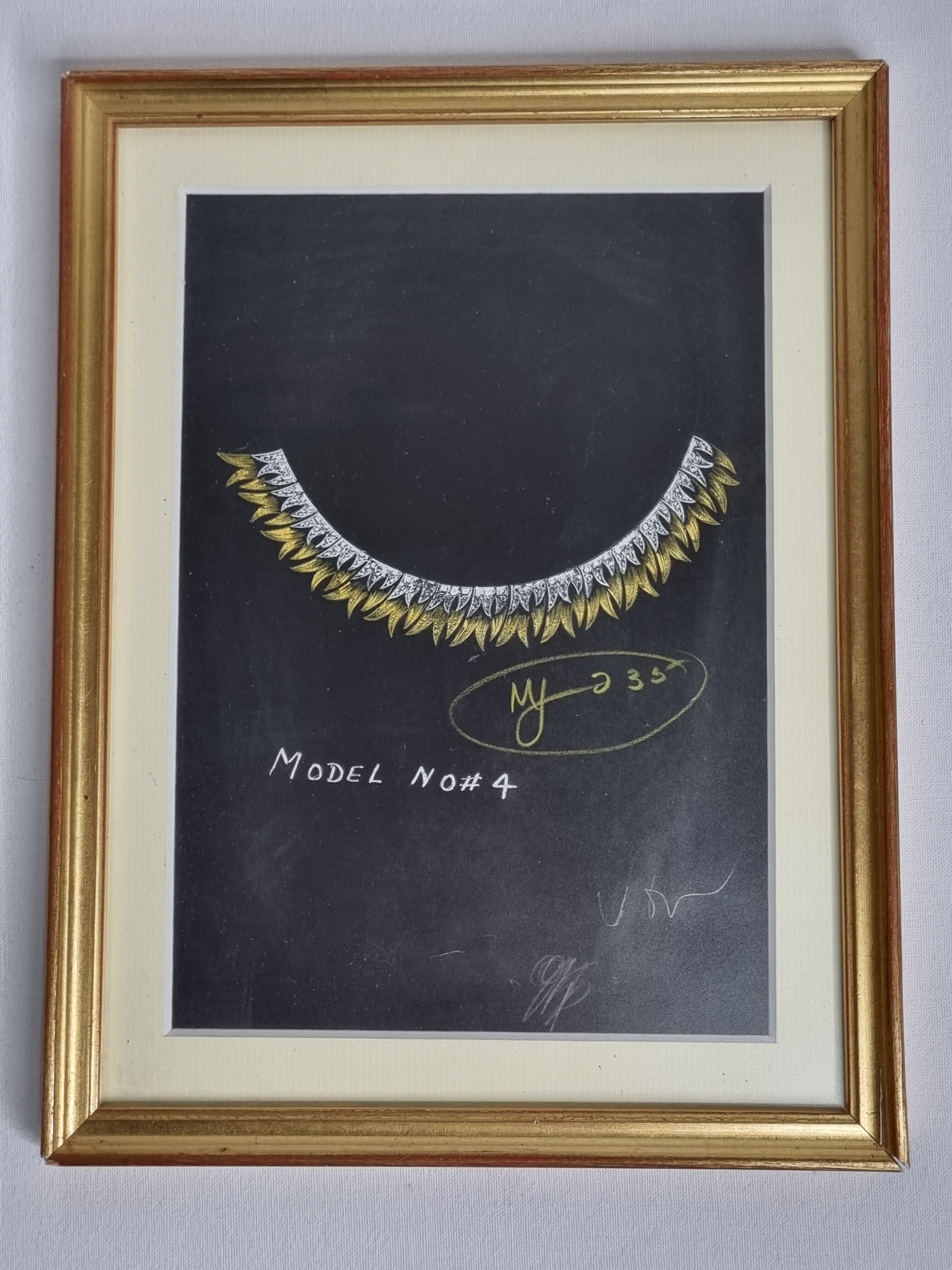 Original 1930s Art Deco Gouache – Unique Jewel Prototype, New York Jeweler