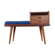 Bench Norwegian Phone Teak and blue fabric, Vintage Scandinavian 1970s