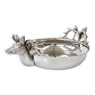 Small Dish Hollow Cup Vintage Silver Metal Cup With Deer Head