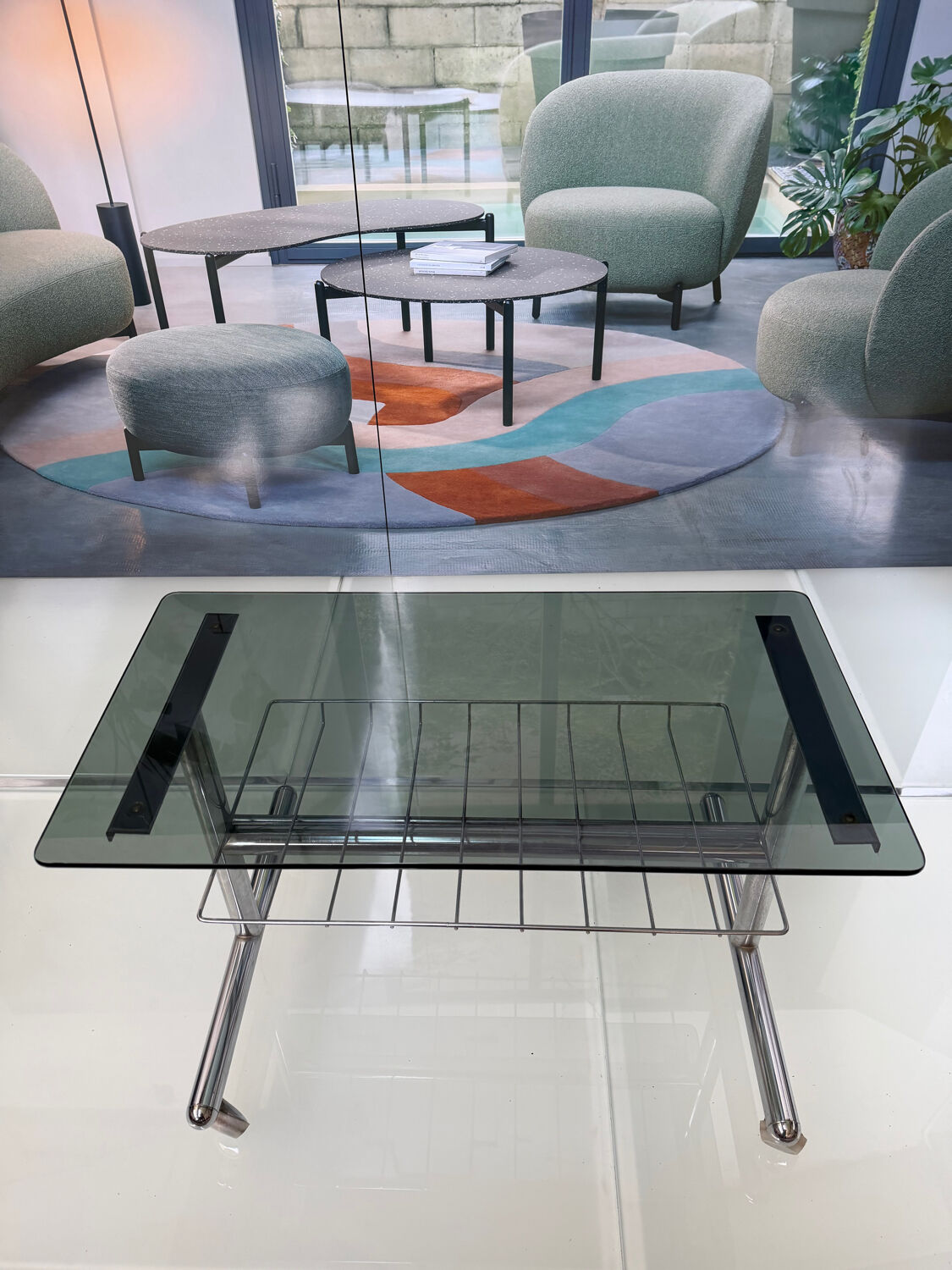 Metal and smoked glass hi-fi video furniture