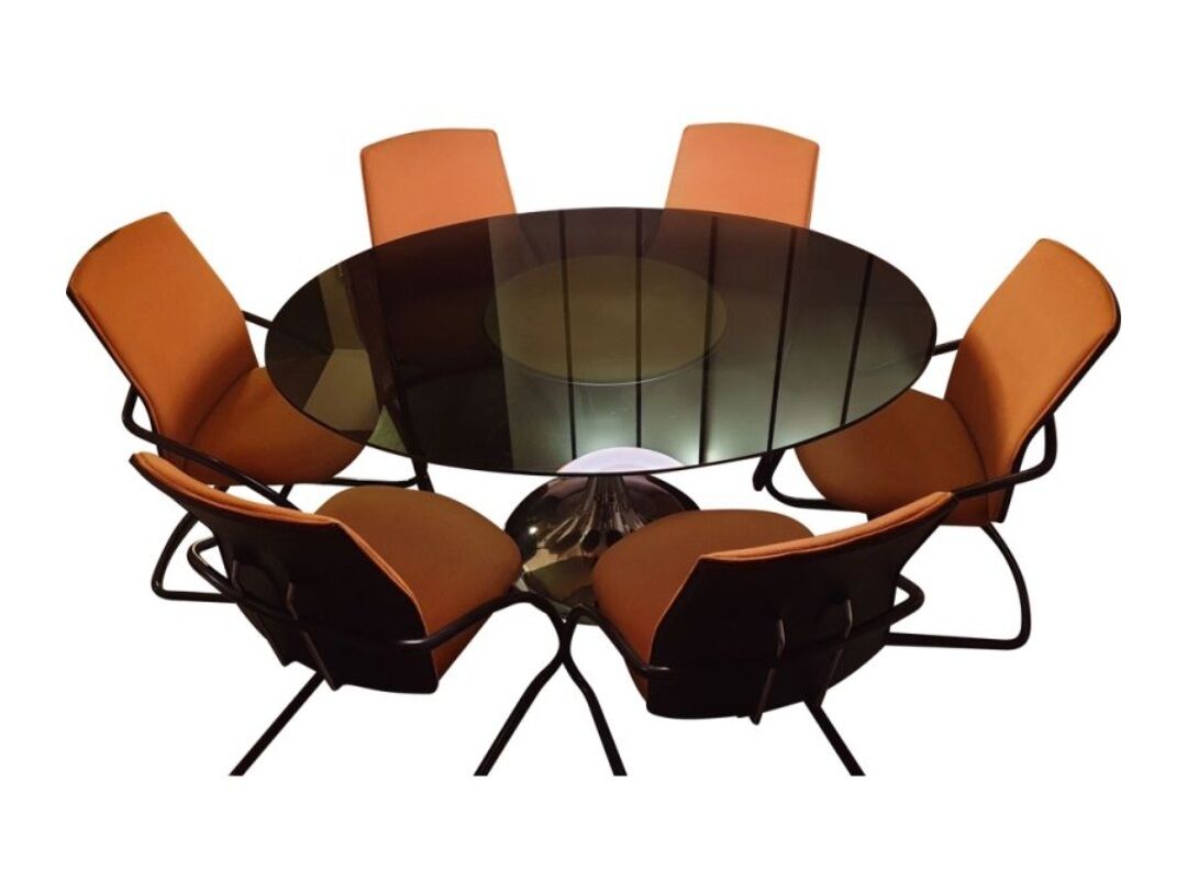 Comforto suite de 6 chaises conferences vintage 80